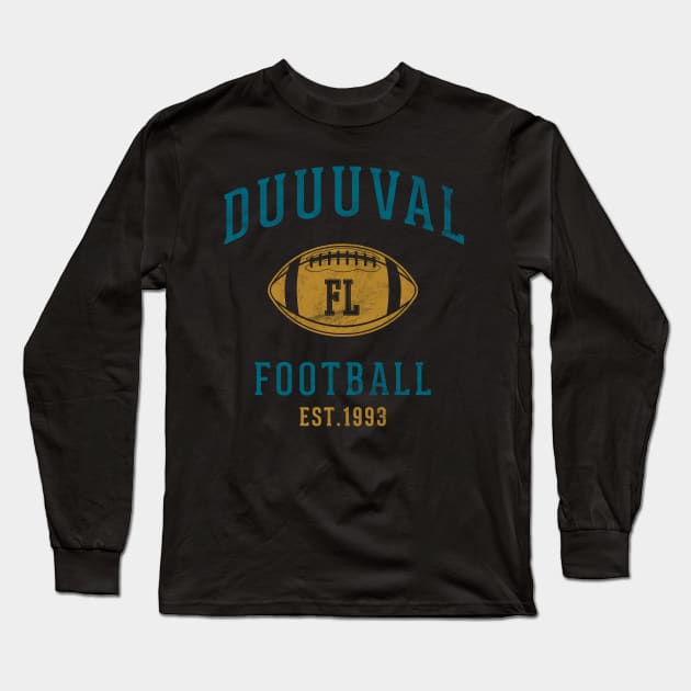 Duuuval Jacksonville Vintage Jaguars Long Sleeve T-Shirt by BooTeeQue